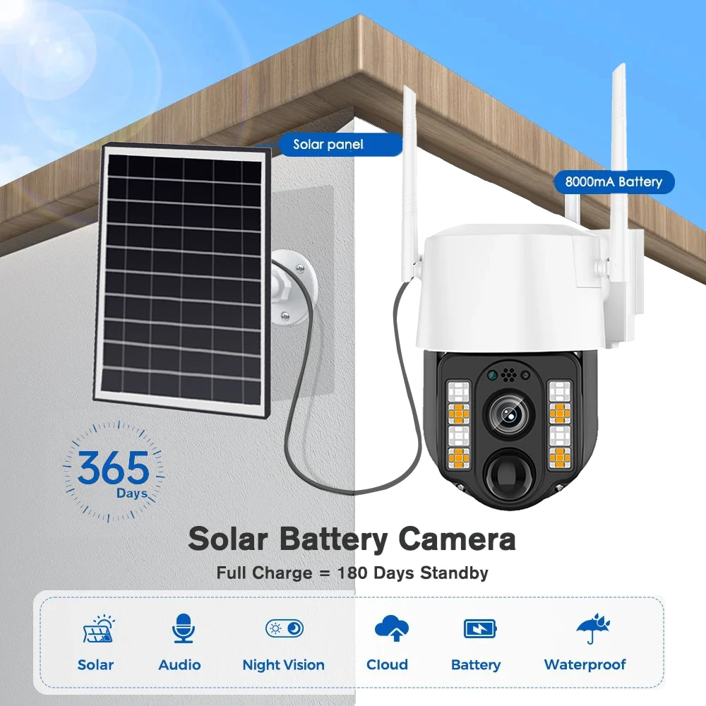 Solar Camera 4G SIM Card WiFi Smart Home Protection Outdoor Waterproof Video Surveillance IP Wireless Security  360 Monitoring