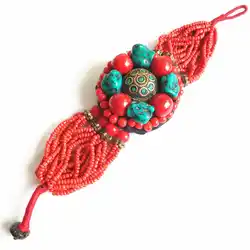 BB-153 Tibetan fashion bracelet- Nugget Simulated Turkey Stone beaded bracelet Indian Nepal Bracelets