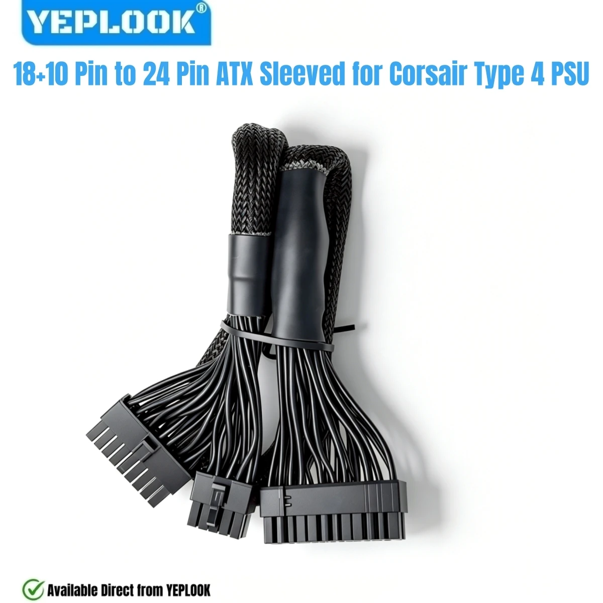 18+10Pin to 24Pin ATX Main Power Cable for Corsair Type 4 PSUs, AX/AX-i, SF, RM-i, RM-x, RM-e, HX Platinum, RM(2021), HX-i(2022)