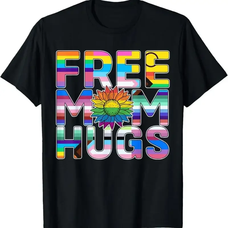 

Free Mom Hugs LGBT Pride Daisy Flower Lesbian Mother Day T Shirt