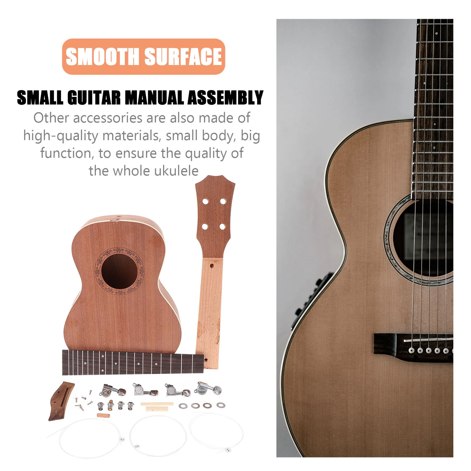 

1Set Ukulele Assembly Set DIY Handmade Musical Instrument Kit for Children Smooth Finish Non-Toxic Wood Fun Educational Activity