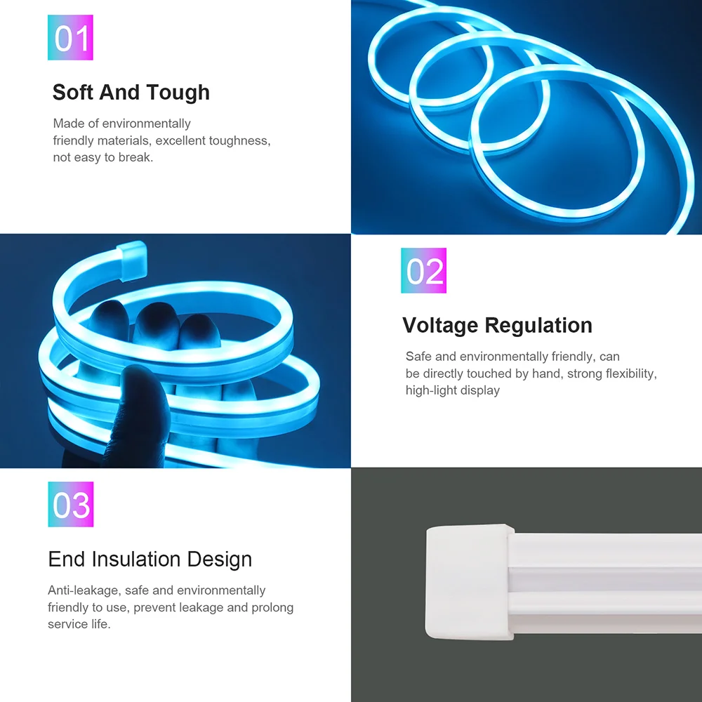 5V RGB LED Neon Strip 3Key Music Controller Kit USB Power Light 4x13mm 3535 60 LEDs/m Waterproof Flexible Lamp Home Decoration