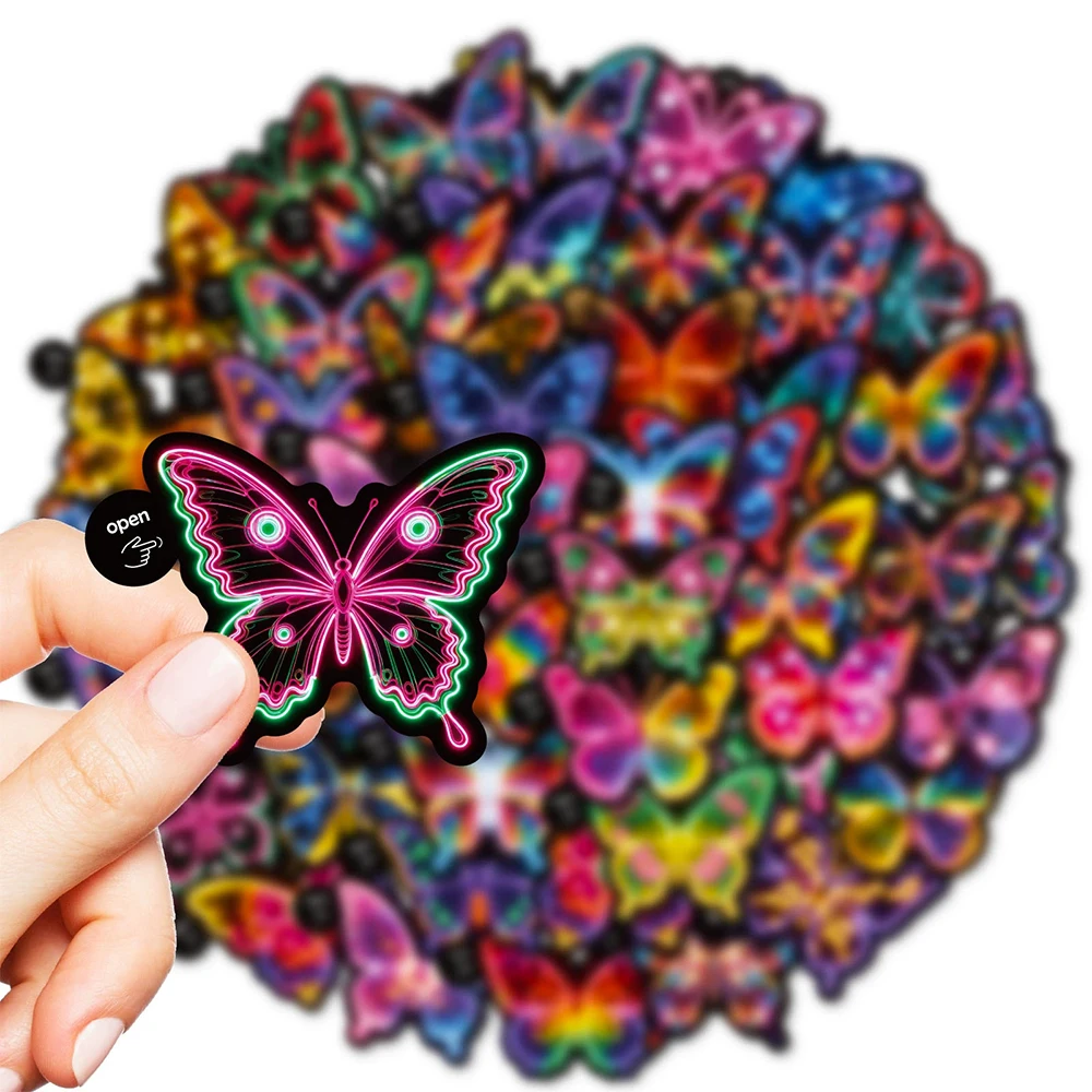 10/30/56 قطعة لطيف النيون نمط فراشة ملصقات الجمالية الكرتون الشارات لعبة DIY بها بنفسك القرطاسية خوذة الدراجة البخارية الكتابة على الجدران ملصق للهدايا #3