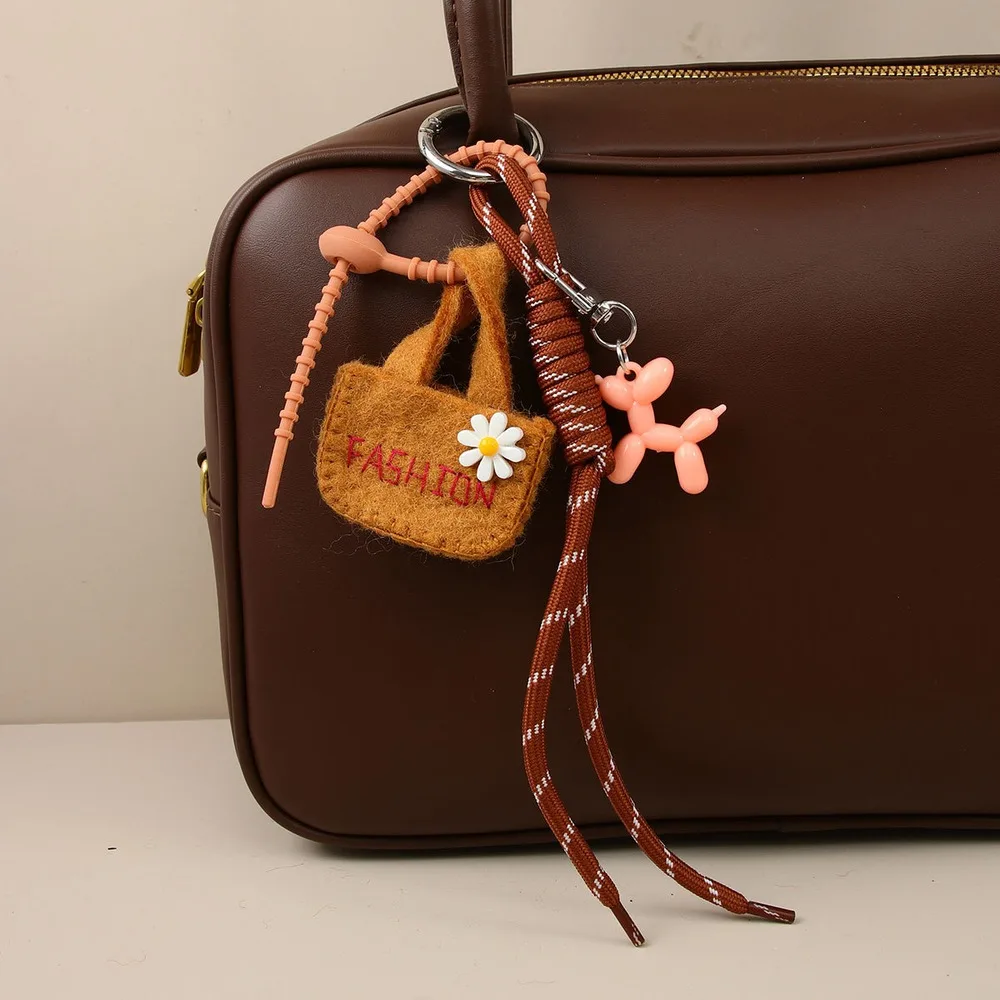 Bag Charm Keychain Colorful Mini Handbag Rope Pendant Balloon Dog Charm For Purse Handbag Tote Bag Fashion Accessory Women Style