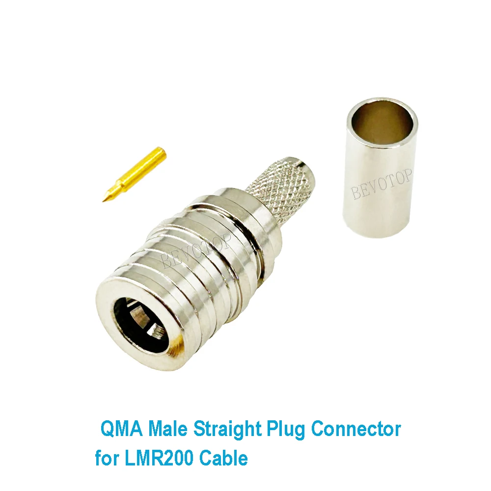 1Pcs BEVOTOP LMR200 QMA Female / Male Straight 180°/ Right Angle 90° Plug 50 Ohm 50-3 QMA Connector for LMR-200 Cable