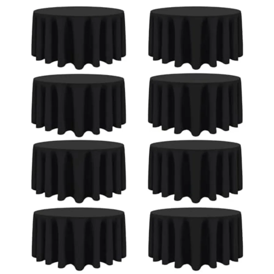 

8 Packs 90 Inch Round Tablecloth in Diameter, Washable Polyester Fabric Tablecloths, Wrinkle Resistant Table Cloth for Wedding