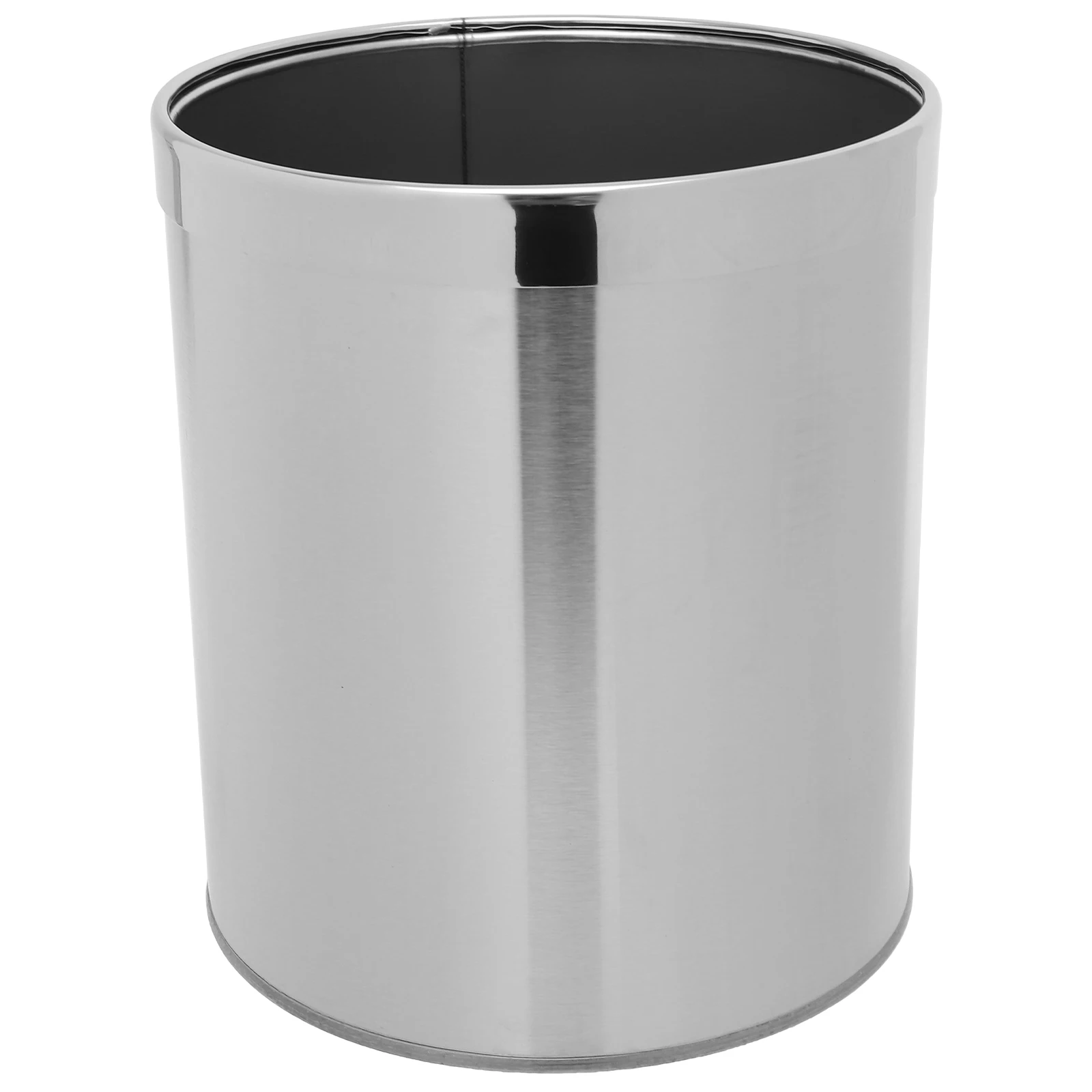 

1pc Stainless Steel Trash Can Large Opening Thickened Material Kitchen Bathroom Waste Basket Rubbish Bin Household Garbage Can