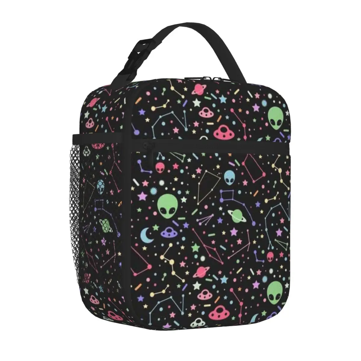 Bestselling Night Sky Constellations With UFOs Space Print Portable Lunch Bag Lawn Dining Reusable Lunch Bag