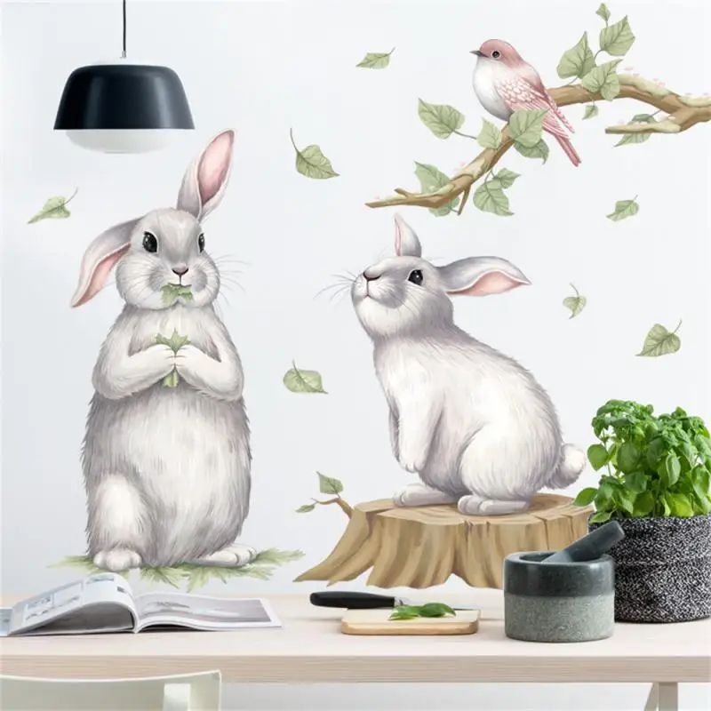 

Wall Sticker Of Baby Nursery In Childrens Room Flying Rabbit Wall Sticker Watercolor Cartoon Rabbit Wall Sticker Baby Shower Pvc