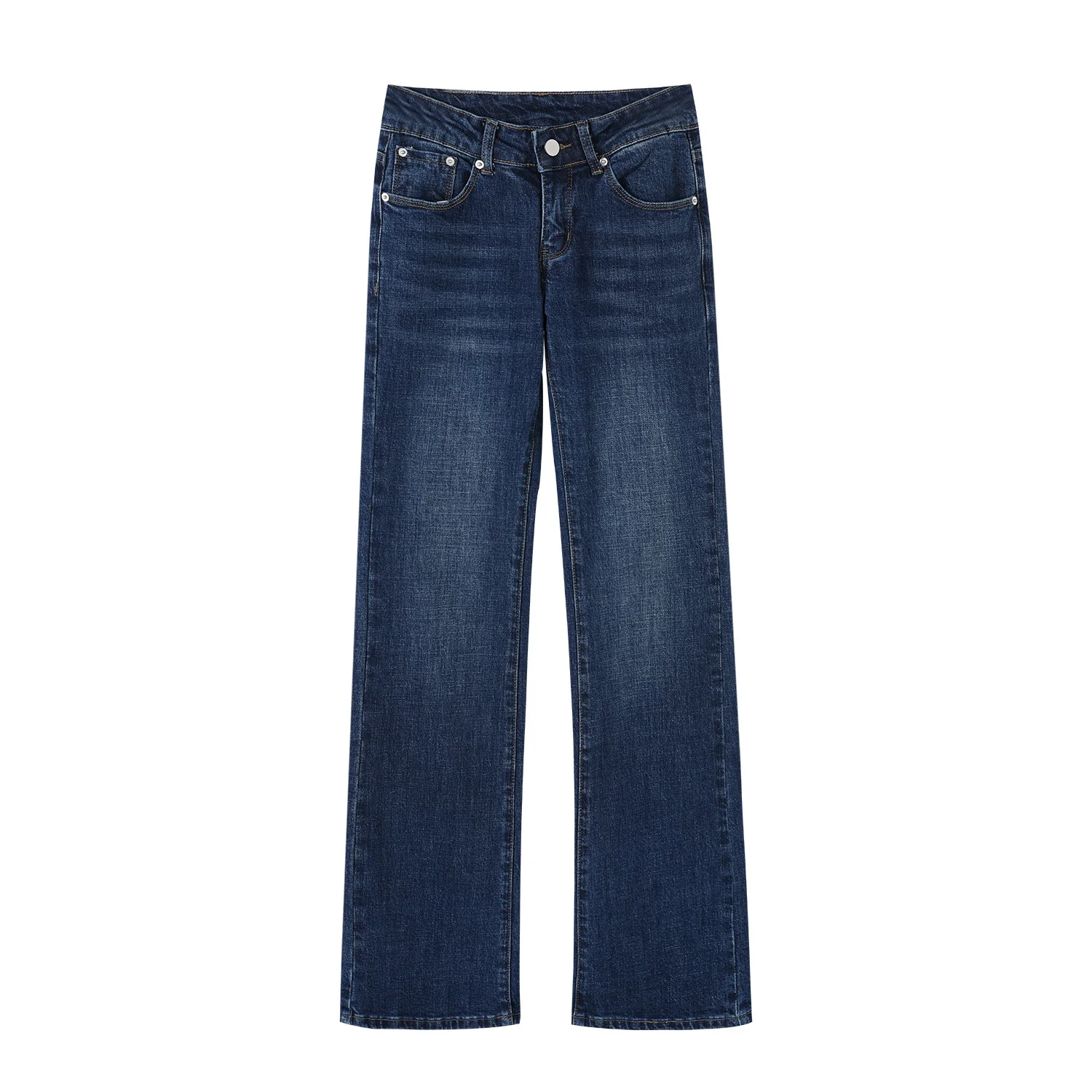 American Retro Deep Blue Slim Straight Jeans Women's Autumn Winter New Small Size Fitting Pants Comfortable Natural Waist