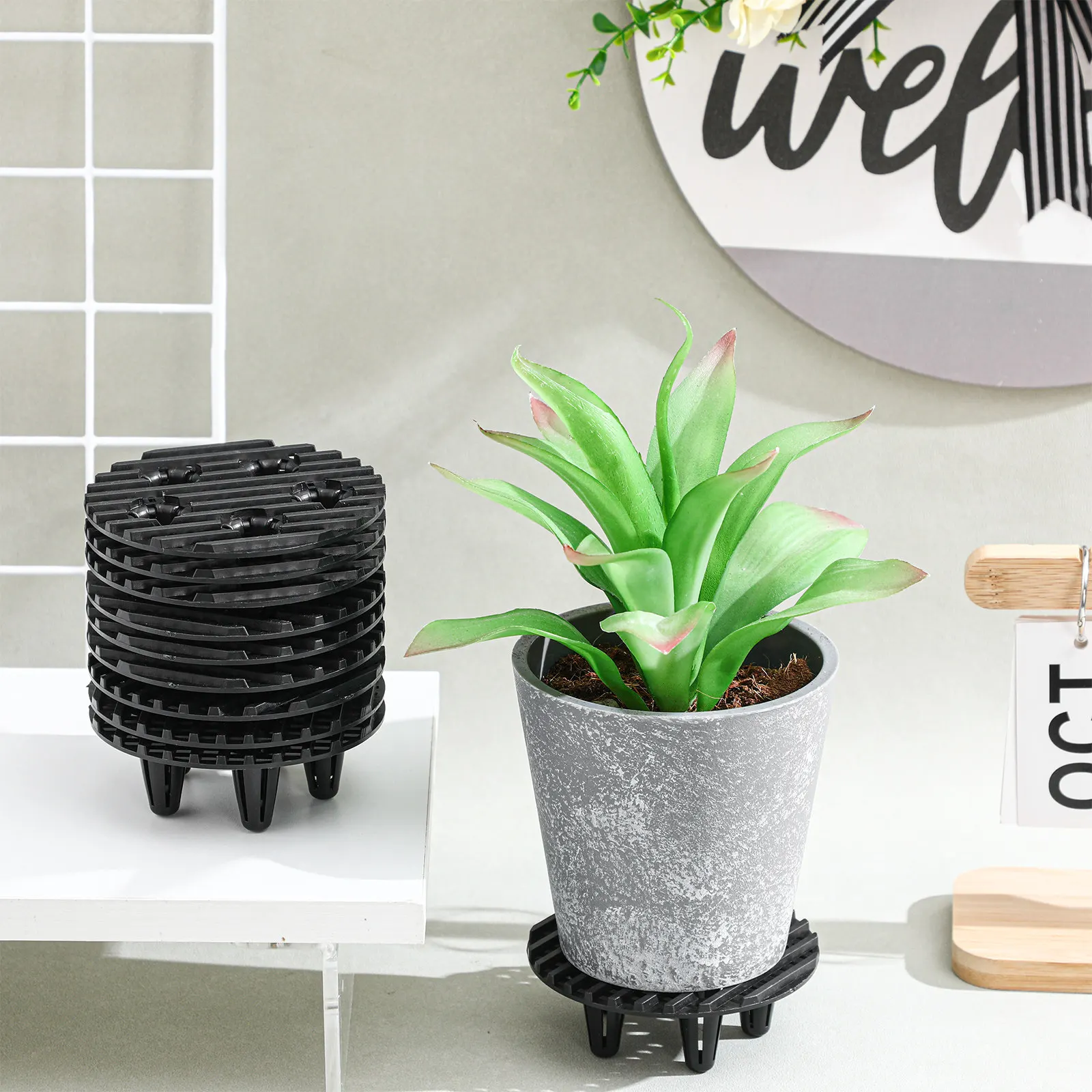 10Pcs Thick Plastic Pot Feet Flower Pot Stand Garden Elevator for Indoor Outdoor Plant Root Dry Protection Deck Floor Protector