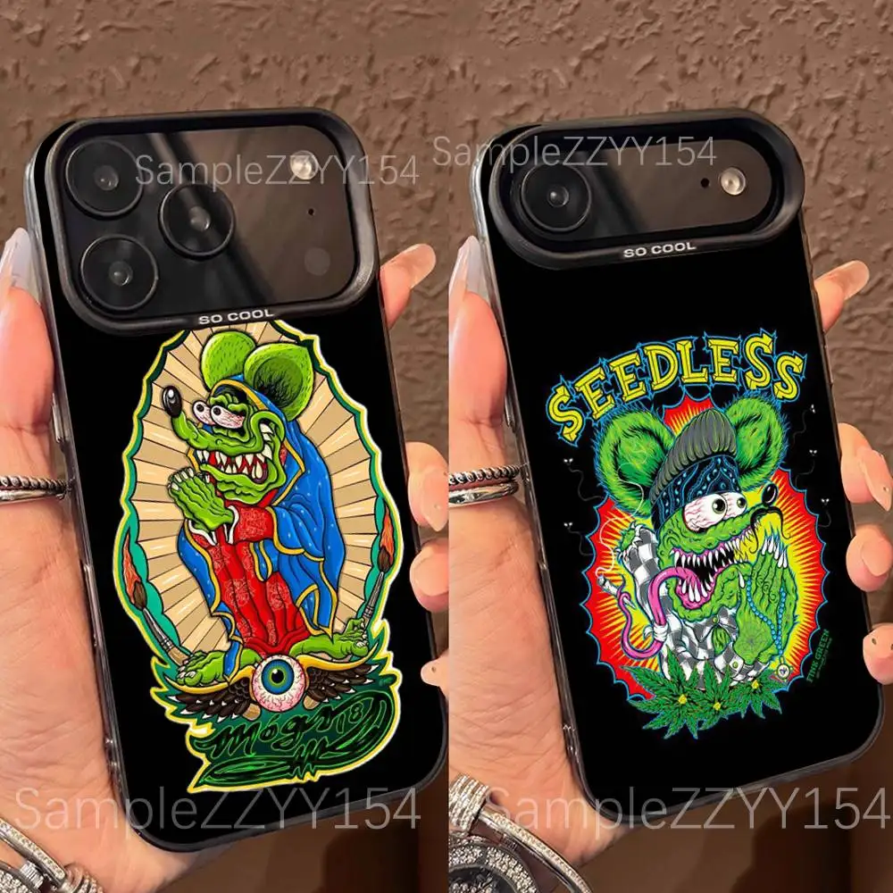 

Rat Fink Car Phone Case For 15,16,17,13,14,11,12,Pro,Max,Plus,E,Air,Mini Color Shockproof Back Silver Cover
