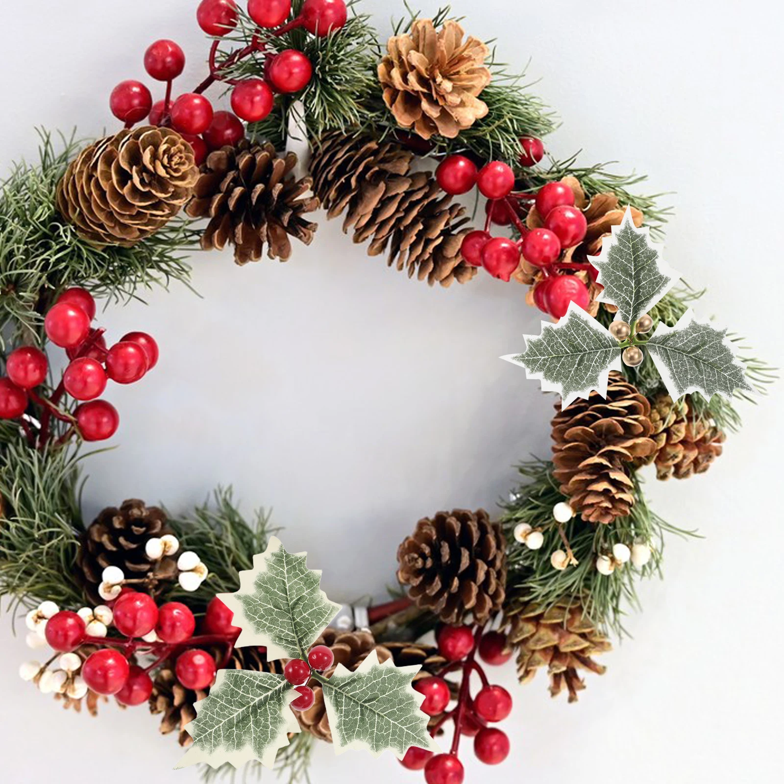

10pcs Christmas Artificial Berry Leaf Garland Accessories Decoration Greenery For Party Wedding Home Diy Eco-Friendly