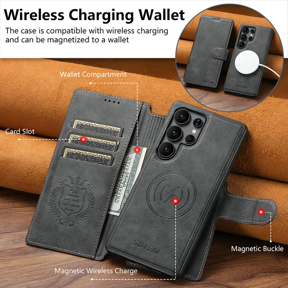 

Flip Case For Samsung Galaxy S25 Ultra 5G 2In1 Detachable Leather Wallet Magnet Cover For Galaxy S22 S23 S24 S 25 Ultra Funda