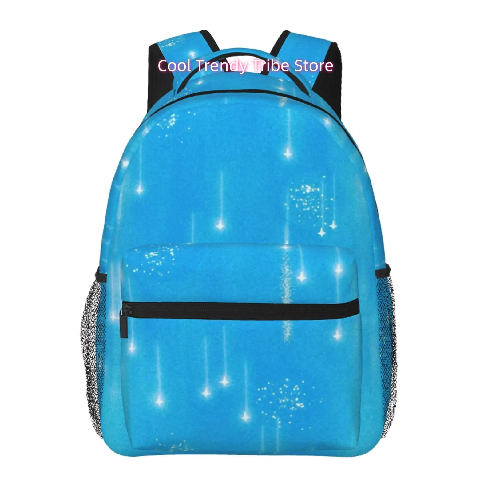 Bright Blue Meteor Shower Print Backpack with Oxford Cloth Adjustable Strap - Lightweight Oxford Cloth Daypack Suitable for Work