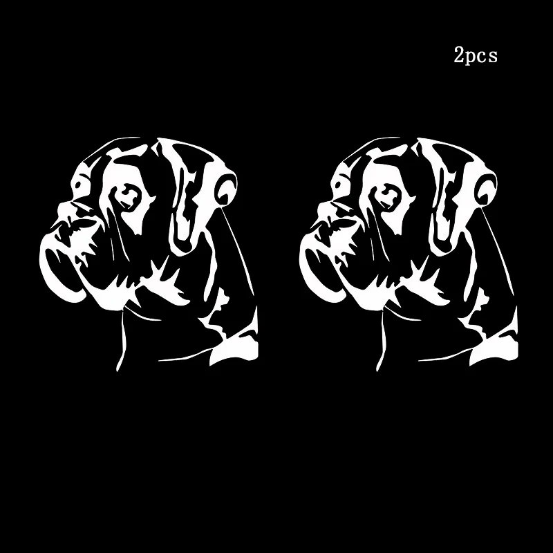 2pcs Disposable Cartoon Boxer Dog Head Vinyl Decal Stickers - Rectangular Rear Glass Surfaces, Laptops And Cars