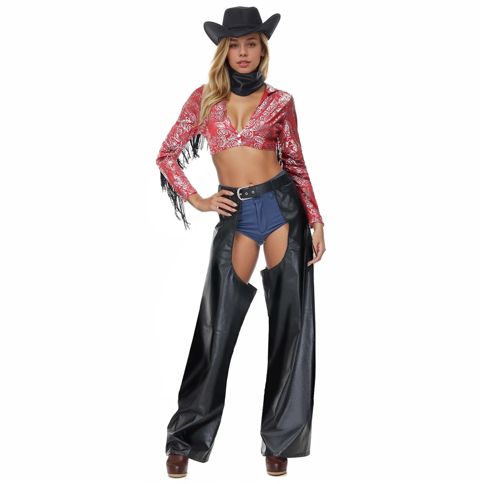 Ladies Nightclub Jazz Dance Pants Set Performance Costume Stage Western Cowboy Costume Track Trousers 2024 New Trend Clothing