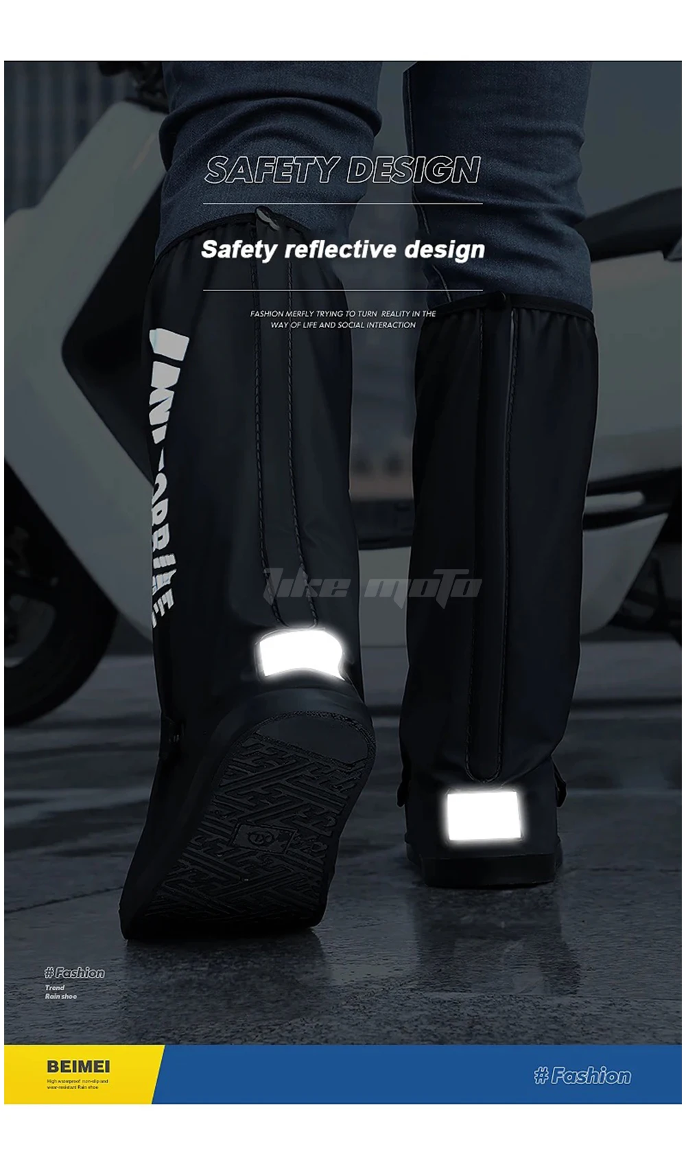 Motorrad Hohe Regen Stiefel Wasserdicht Reflektierende Schnee Nicht-Slip Schuhe Motorrad Radfahren Fahrrad Wiederverwendbare Regendicht Schuhe Abdeckung – Detail 8