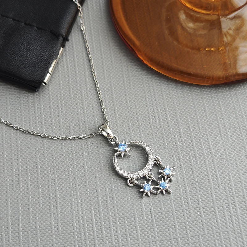 ANENJERY 316L Stainless Steel Dream catcher Star Zircon Necklace For Women Design Special Personality Jewelry Gifts Wholesale