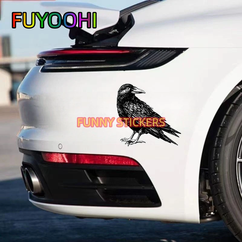 FUYOOHI Waterproof Raven (Crow) Sticker Decal Vinyl Bumper Sticker - Perfect for Car, Laptop, and More!