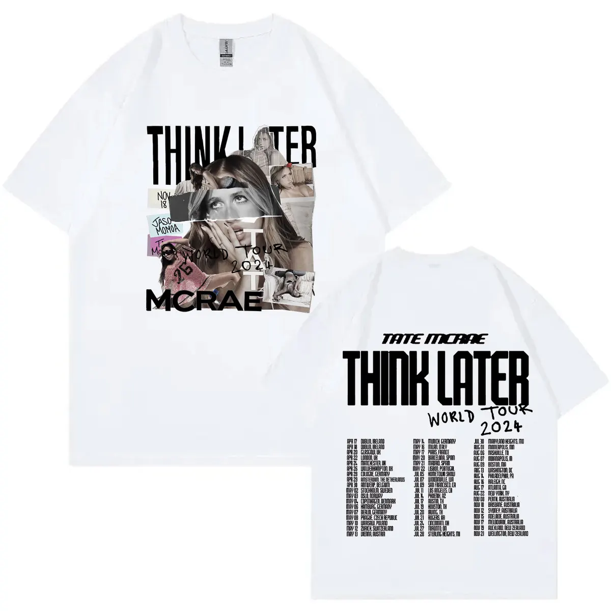 2024 Tate Mcrae The Think Later World Tour Graphic T Shirt Men Women Fashion Vintage T-shirts Harajuku Hip Hop Oversized T-shirt