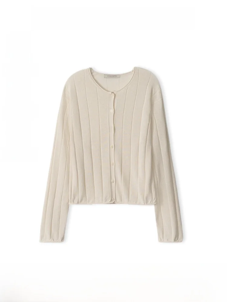 

Somi Home Nothingwritten Knitted Long Sve round Ne Single Button Striped Open Cardigan Women's Simple Outerwear Top