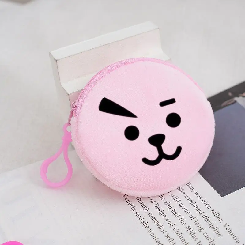 BT21 idol cartoon small wallet figurine, cute RJ Shooky Man  Chimmy Cooky student coin key storage bag, birthday gift 2026