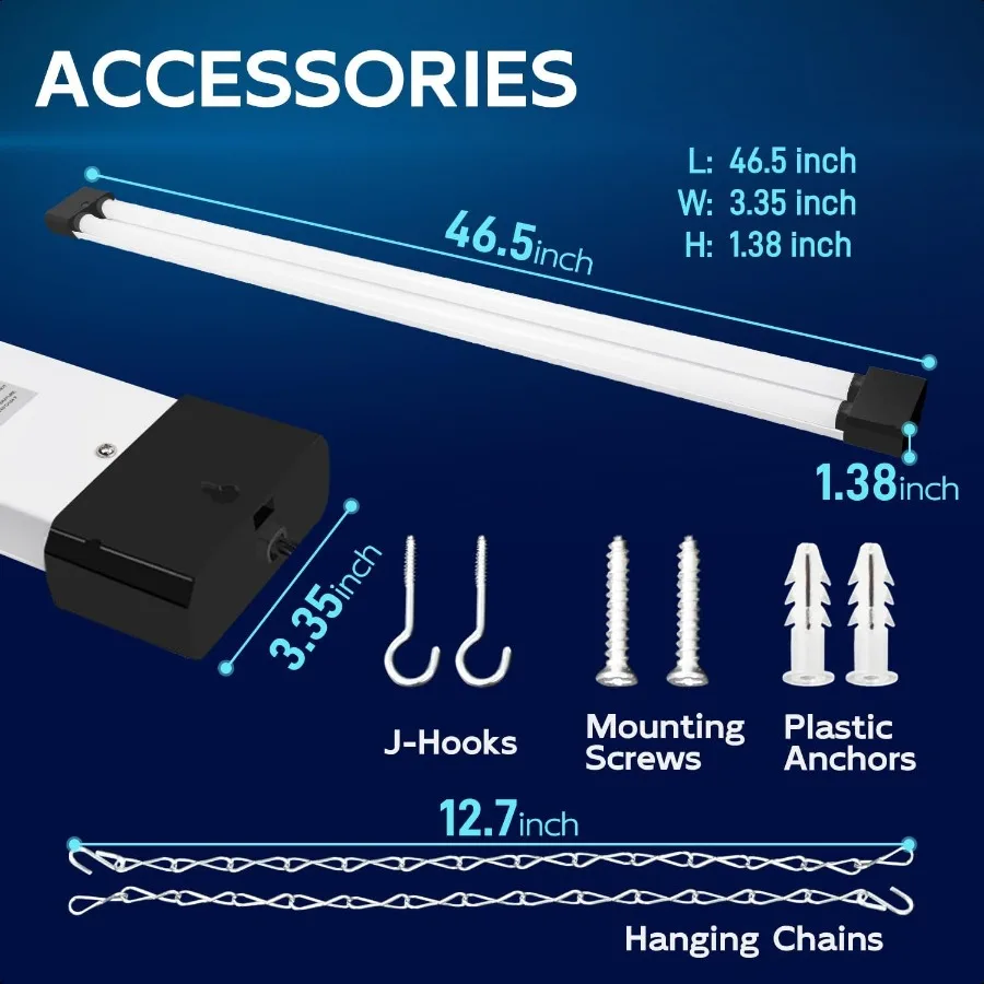 5000K LED Shop Light Linkable 4FT Daylight 42W LED Ceiling Lights for Garages Workshops Basements Hanging or FlushMount Power C