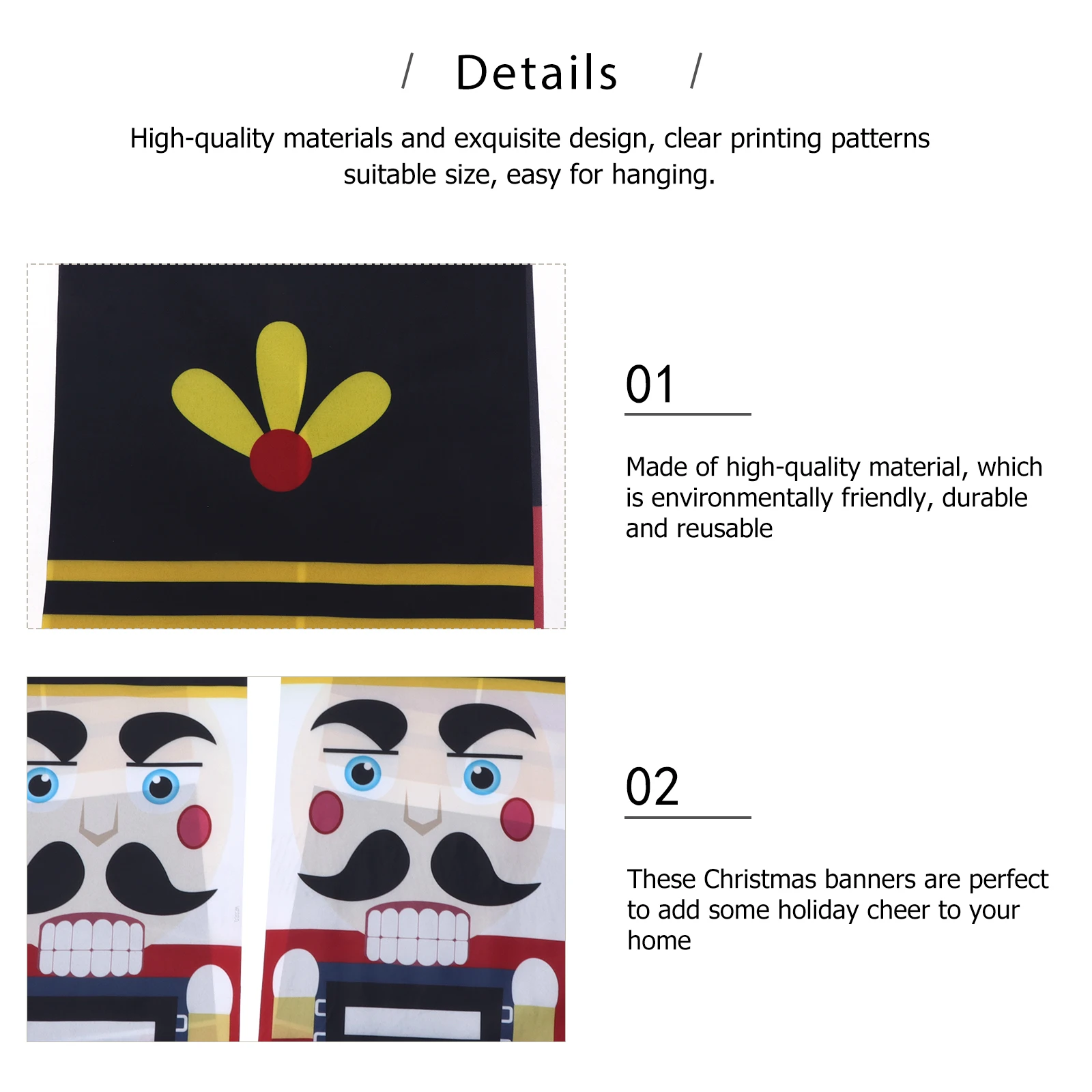 

1Pair Nutcracker Soldier Christmas Door Couplet Classic Xmas Door Banner Party Decoration Reusable Bright Color Festive Banner