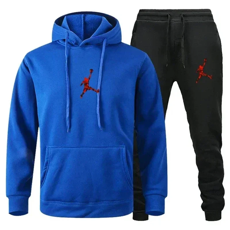 Men Set Fleece Hoodie Pant Thick Warm Tracksuit Sportswear Fashion Brand Backwoods Hooded Track Suits Male Sweatsuit