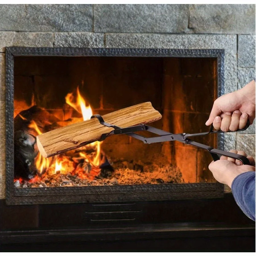 1Pc Fire Tongs Fireplace Pliers Folding Fire Tongs Claw Grippers Indoor/outdoor Fireplace Tools