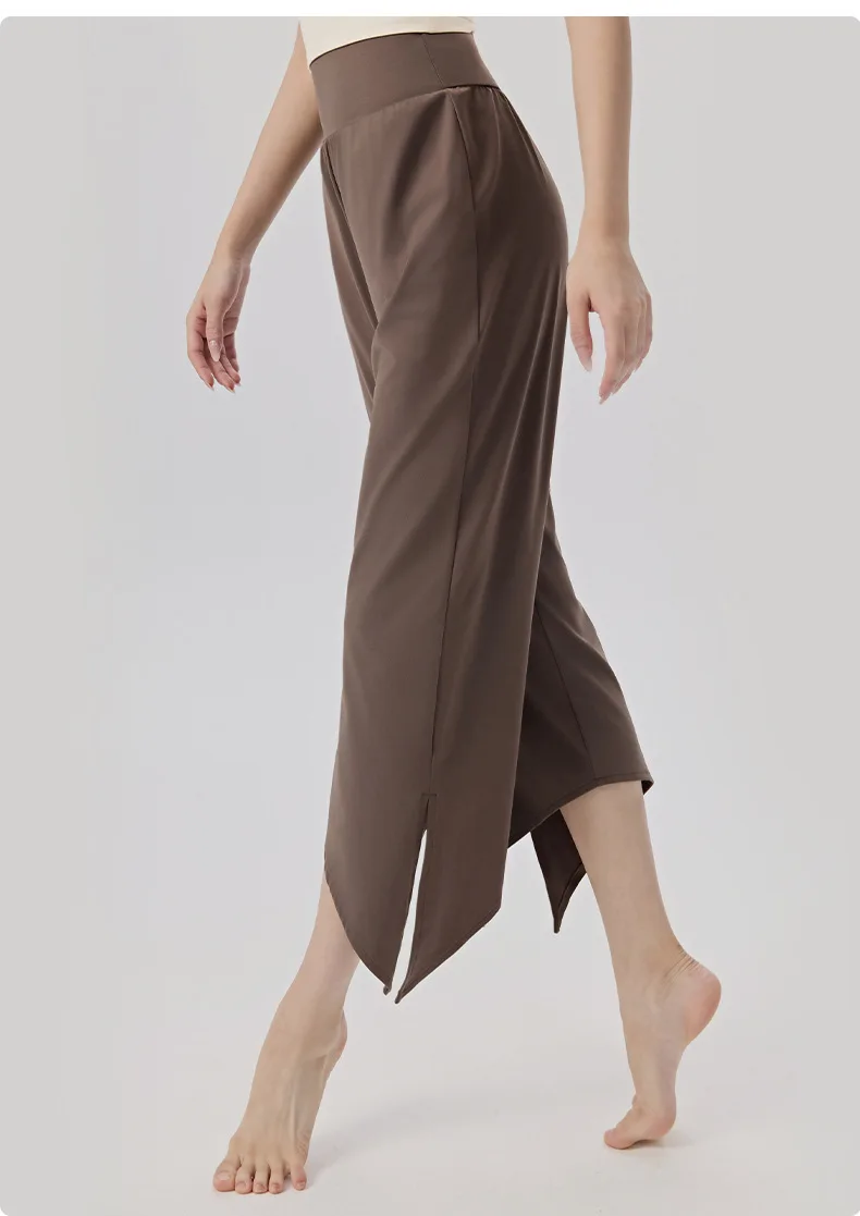 High Waist Pilates Pants Soft Drape Dance Practice Two in One Casual Straight Leg Nine Cent Pants