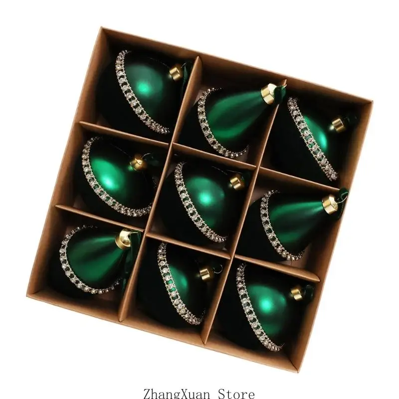 Kunststoff-Weihnachtskugelkollektion, hängende Kugeln mit Metalloberteil und Schmuckbesatz für Innendekorationen 3XUF – Detail 8