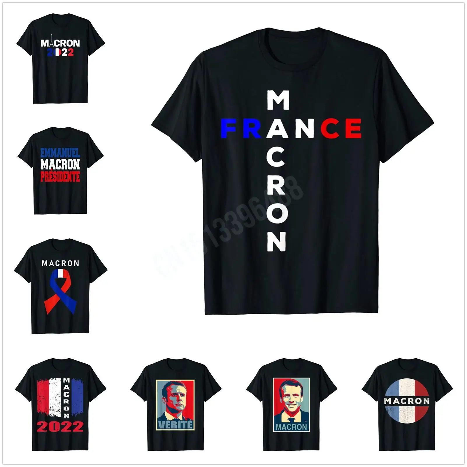 More Design France President Emmanuel Macron T-shirts Hip Hop T shirts Tops Cotton Tees