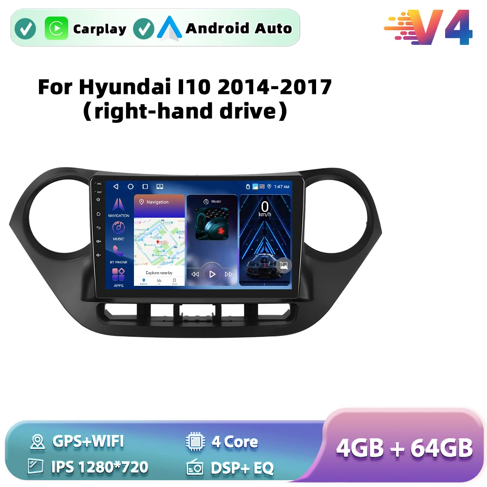 Podofo Android Car Multimidia Player For Hyundai I10 2014-2017 Auto Radio GPS Navigation Carplay Touch Screen NO 2DIN DVD image 3