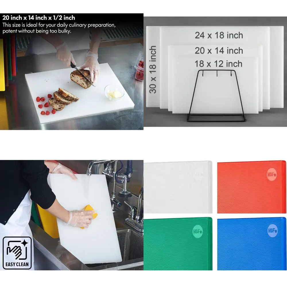 

4-Color Plastic Chopping Boards Set, 20x14x0.5, Anti-Slip, Dishwasher Safe