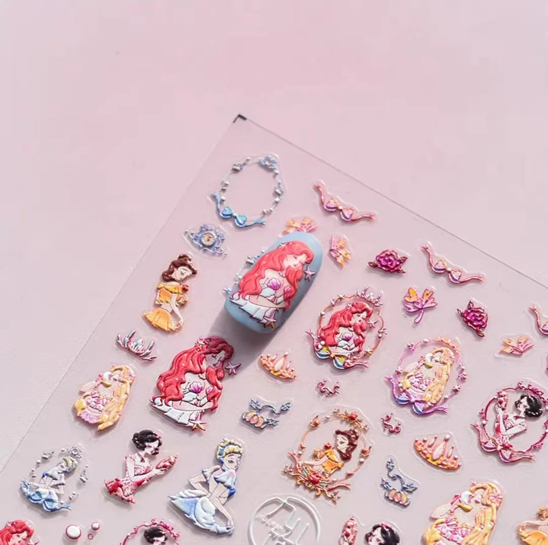 1 sheet Nine children decoration relief beauty Beauty Princess nail sticker Disney Fairy Princess nail sticker to3516