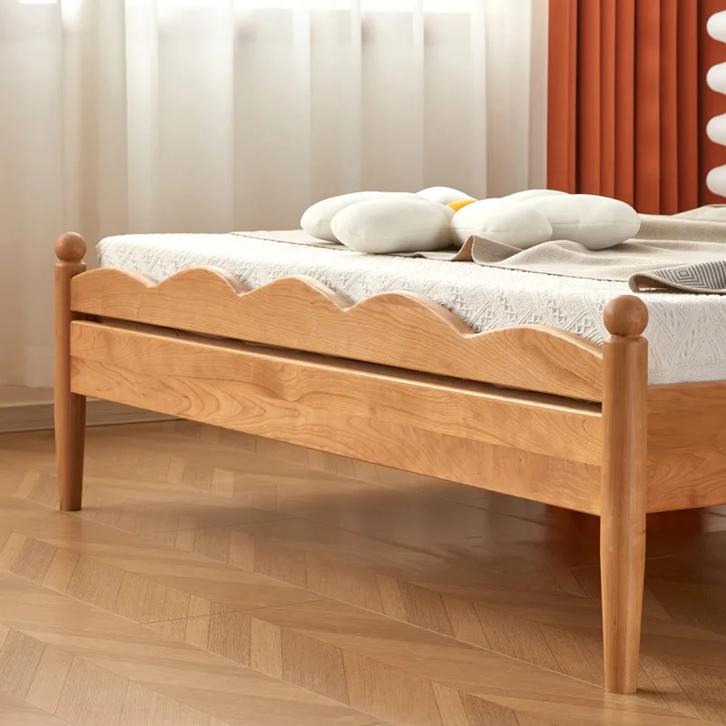 Anpassbares Nordic Cherry Academy Wind Room Massivholzbett Schlafzimmer Samt Doppelbett