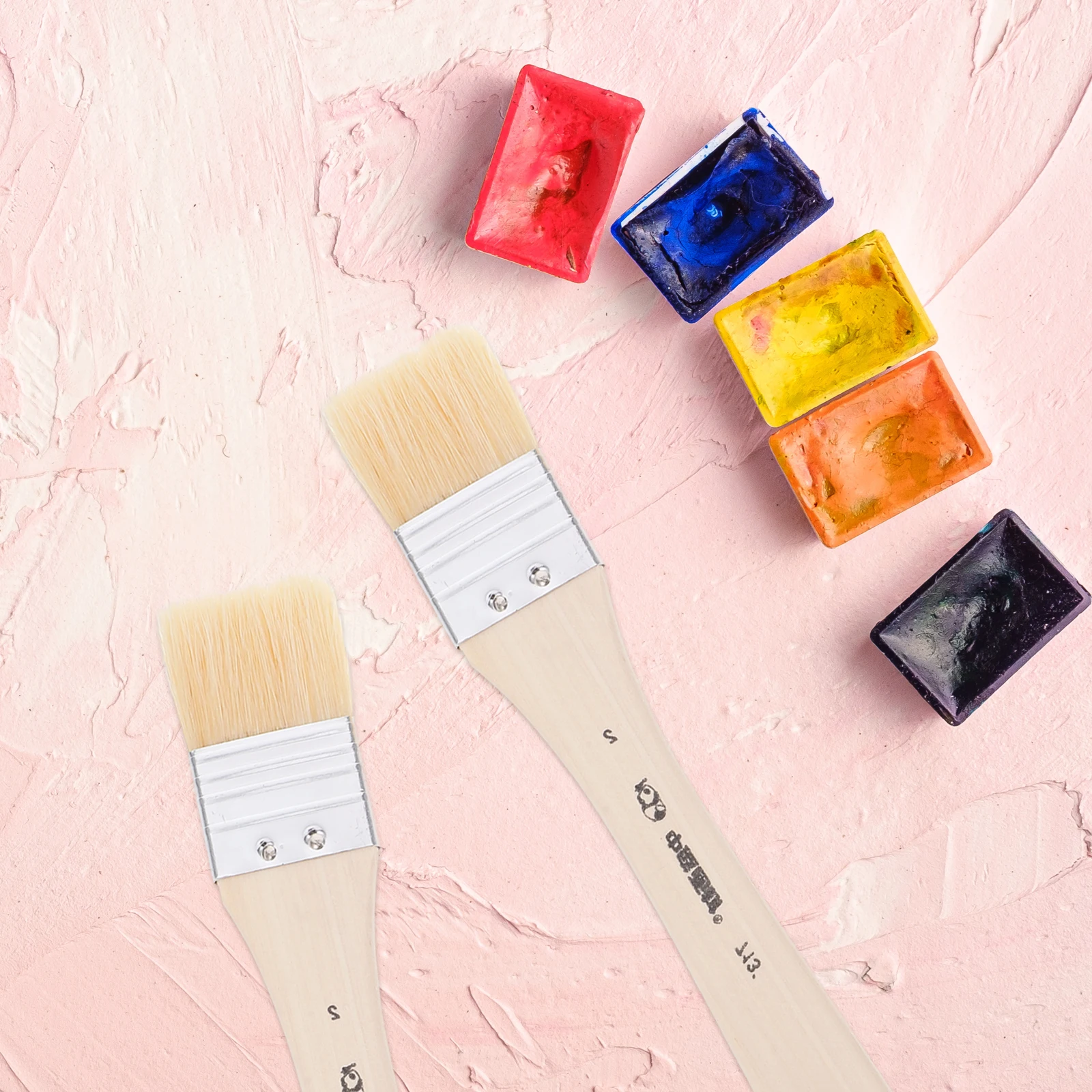 

2 pcs Natural Pure Boar Bristle Large Painting Brush For Artists Wood Handle Oil Painting Tool Student Drawing Wall Dust 2#