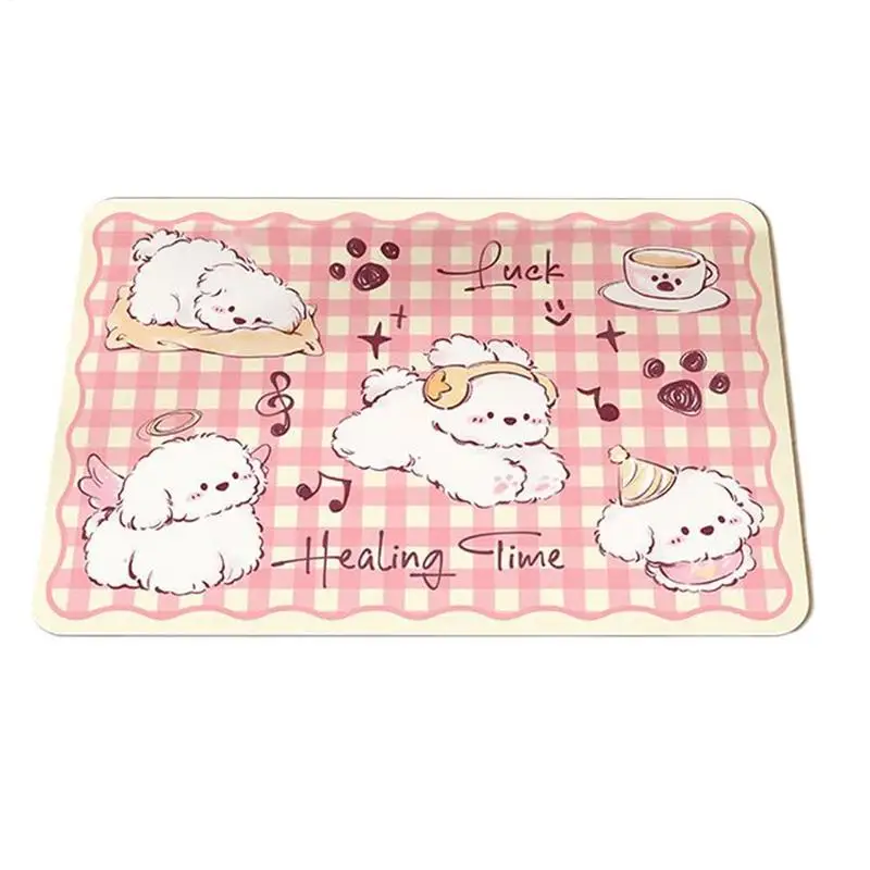 Estera de alimentación para mascotas, estera para cuencos de comida para perros y gatos, almohadilla absorbente antideslizante de 11,8x15,8 pulgadas, mantel individual de secado rápido para evitar derrames de agua