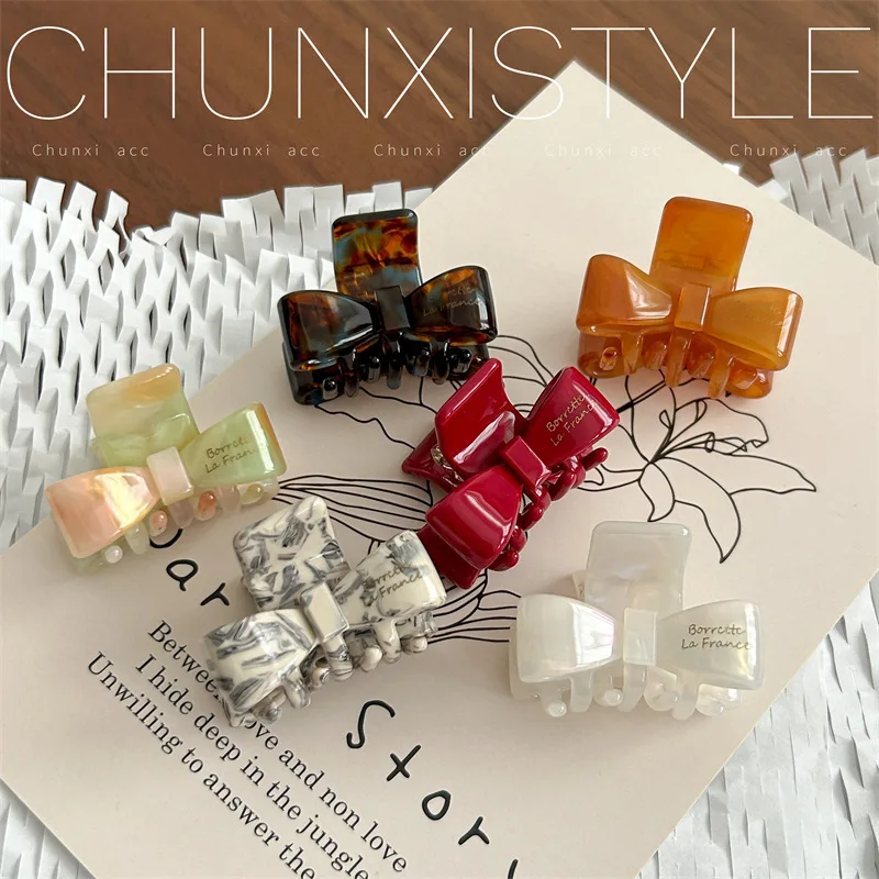 Small Bow~ 4cm Small Bangs Clip Simple Internet celebrity Side Clip Acetate Hairpin Korean Mini Grab Clip Children