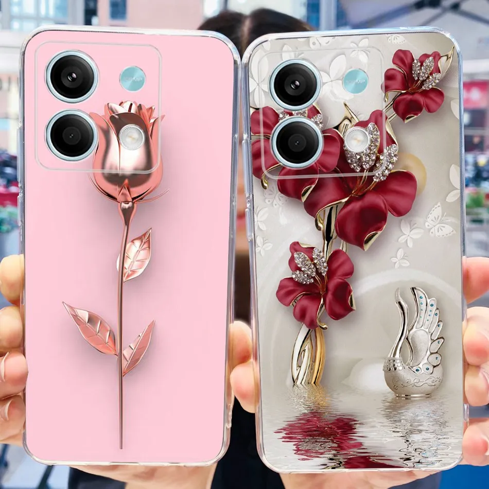 For Xiaomi Poco M6 Pro 4G Case POCO M6Pro 4G Elegant Printing Soft Silicone TPU Silm Phone Back Cover