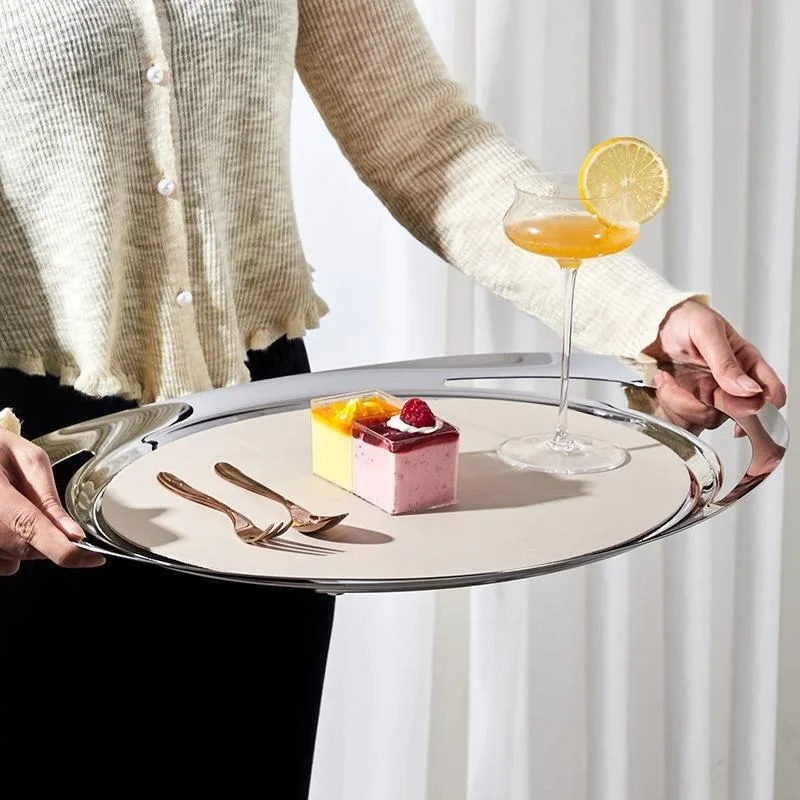 Vassoio per frutta di fascia alta con specchio in acciaio inossidabile di lusso leggero, vassoio per snack per tè pomeridiano, contenitore per champagne