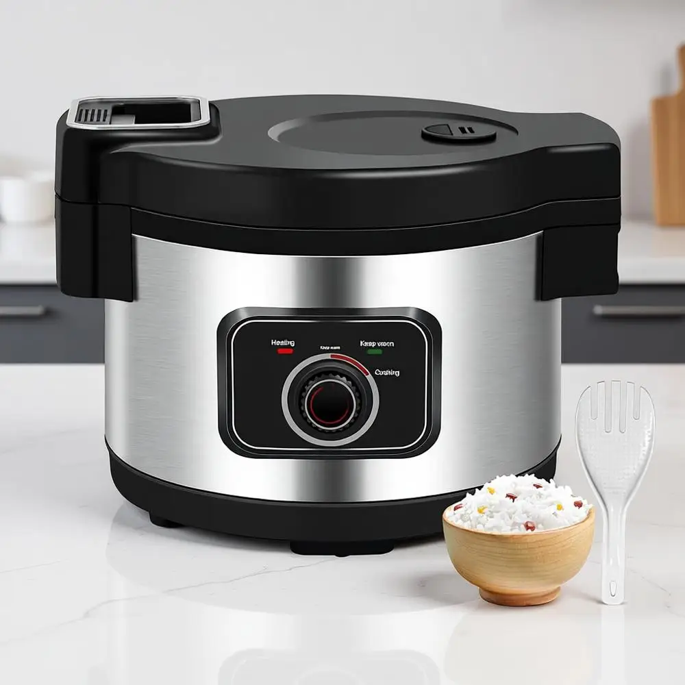 

Рисоварка большой емкости 13 л (на 50 чашек вареного/25 чашек невареного риса), 1850 Вт, или коммерческая рисоварка-подогреватель на 24 часа