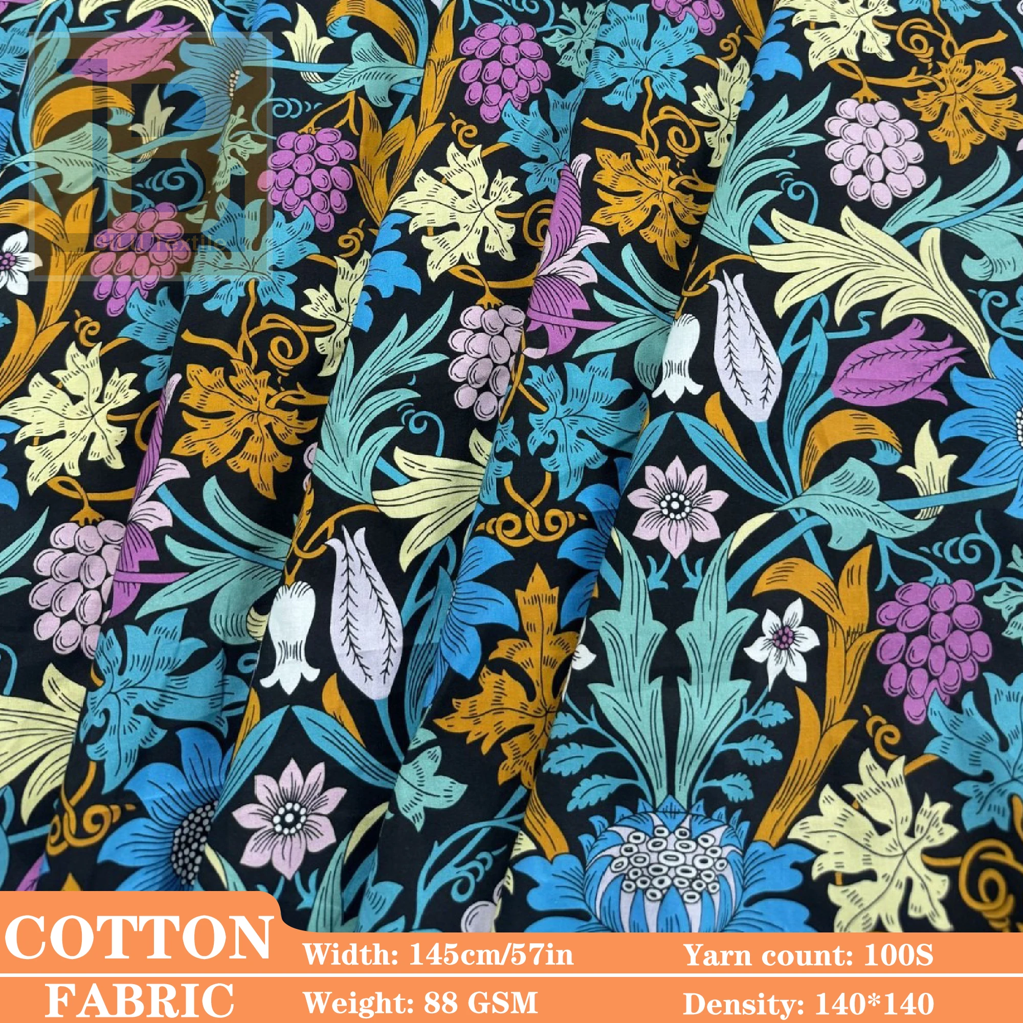 

1/2/3/5M Long-Staple Cotton Fabric, Like Liberty Style Soft Skin-Friendly for Dresses shirt DIY Sewing Designer Fabric(by Meter)