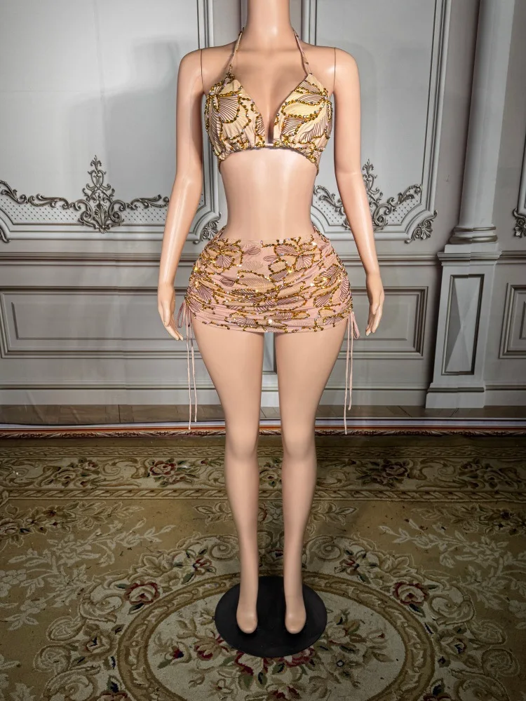 

Новый модный комплект бикини 2026 года с леопардовым принтом: роскошный блестящий купальник-стринги для вечеринок и пляжа