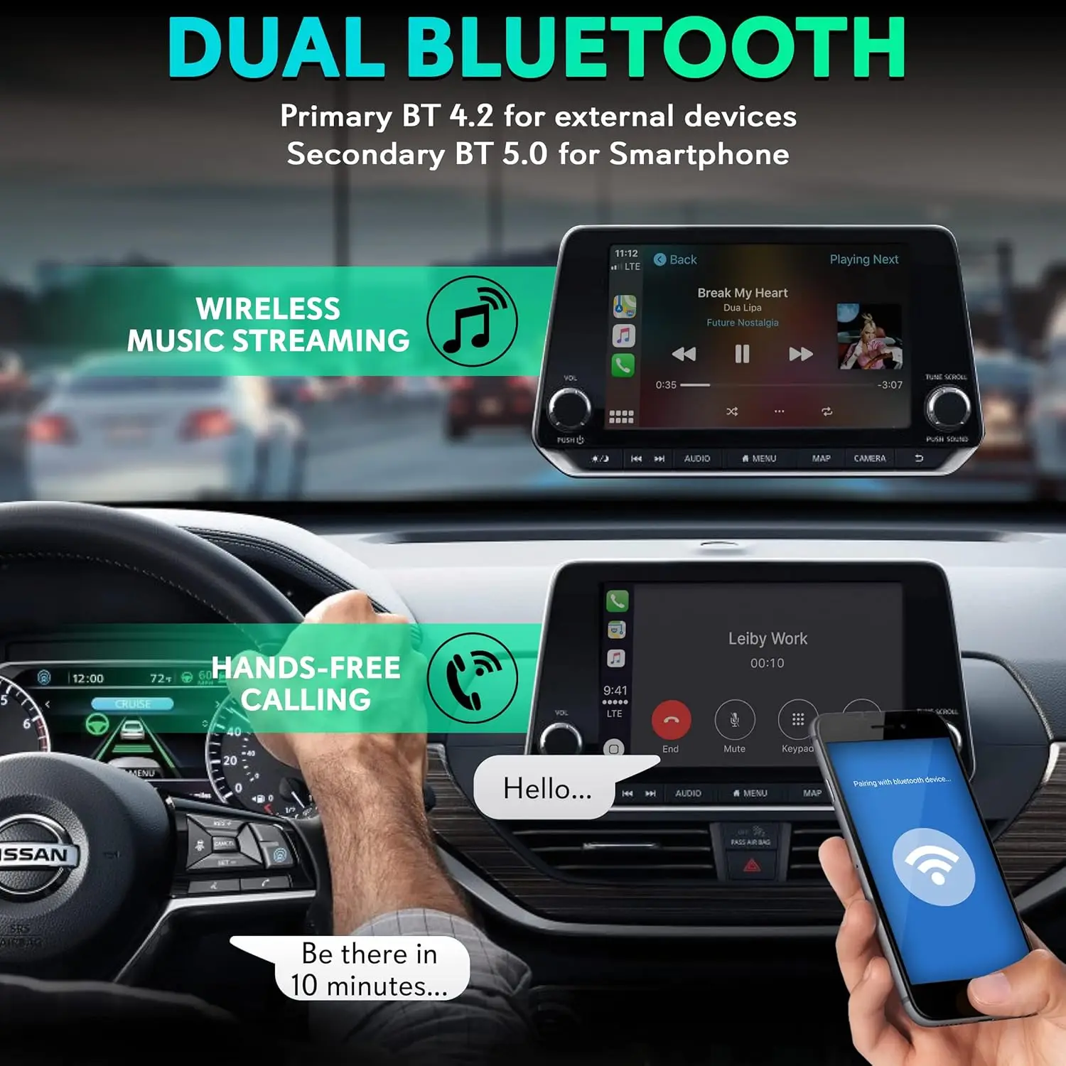 صندوق CarPlay iA اللاسلكي، ذاكرة وصول عشوائي 4 جيجابايت، ذاكرة وصول عشوائي 64 جيجابايت، واي فاي ثنائي النطاق، صندوق أندرويد، 4K HDMI، USB3.0