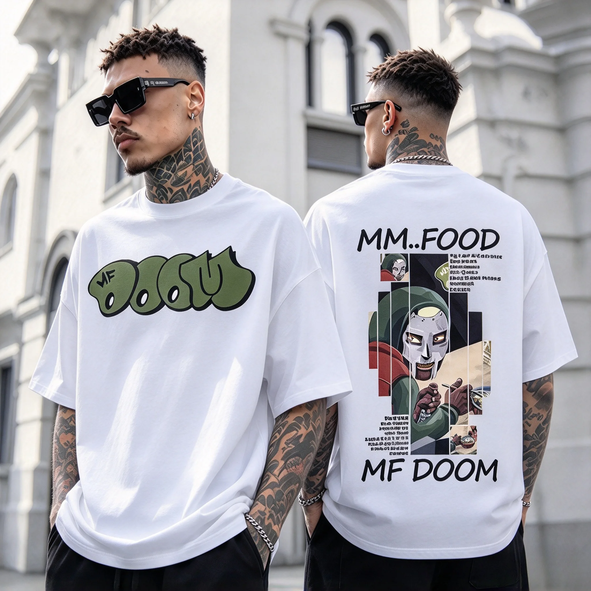 Rap Singer Mf Doom Shirt with Madvillainy Album Pattern Cotton T Shirt Men Y2K Hip-hop Style Fashion Casual Daily Versatile