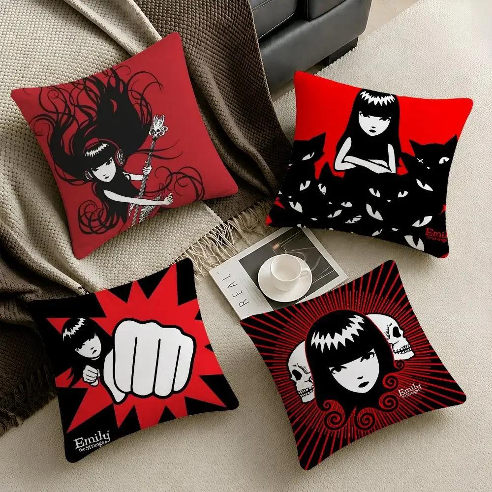 Character Emily Strange Gothic Cushion Cover  Throw Pillow Soft Short Plush Cozy Durable Colorfast Sofa Bedroom Home Decor Gift