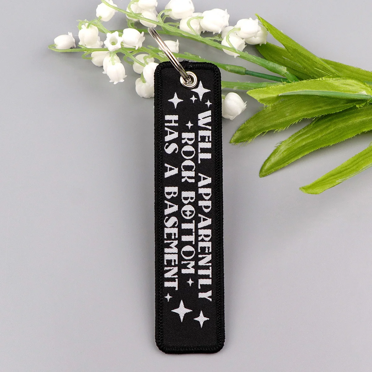 Motivational Phrase Embroidery Key Fob Key Tag For Motorcycles Backpack Keychain Fashion Keyring Gifts for Men Women Accessories